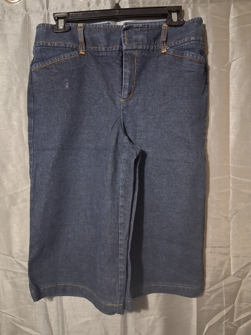 Liz Claiborne Indigo Denim Skirt with Contrast Yellow Stitching